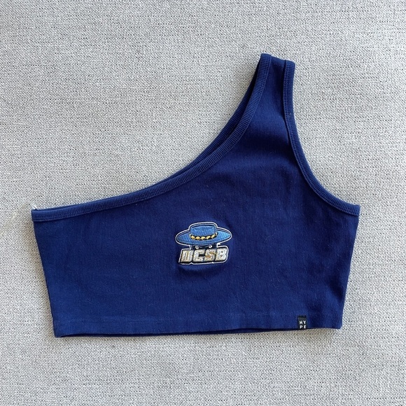 Hype and Vice Tops - Hype and Vice Custom college UCSB Gauchos Blue One-Shoulder Crop Top size M